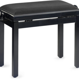 STAGG PB39 BKP SVBK Hoogglanzend zwarte pianobank met zwarte fluwelen zitting