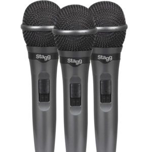 STAGG SDMP15-3 Set van drie dynamische microfoons met nierkarakteristiek (cardioid) voor live-gebruik