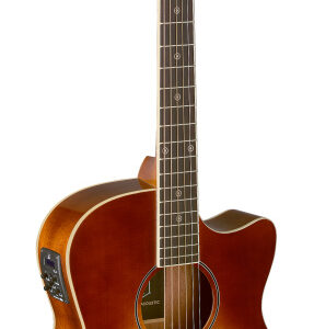 J.N GUITARS BES-ACE DCB Dark cherry burst elektro-akoestische gitaar, auditoriummodel, met massief sparren top, Bessie-serie