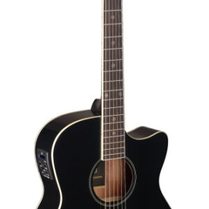 J.N GUITARS BES-ACE BK Zwarte elektro-akoestische gitaar, auditoriummodel, met massief sparren top, Bessie-serie
