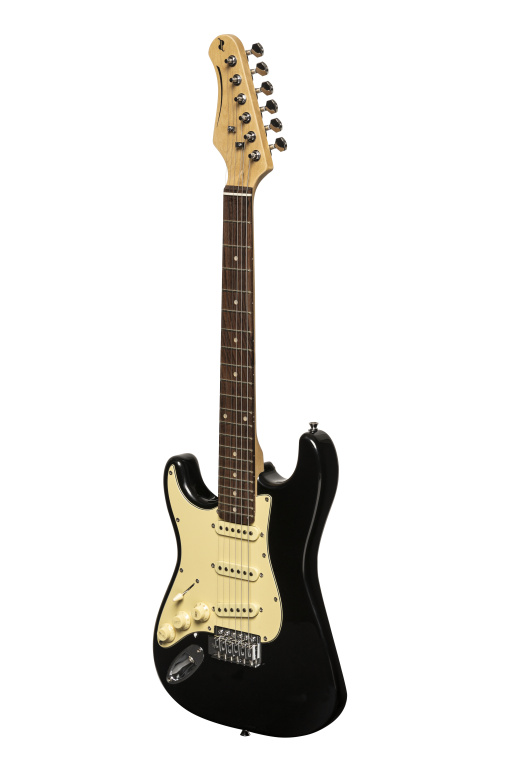 STAGG SES-30 BK 3/4LH Standaard 'S' elektrische gitaar, 3/4-model, linkshandig