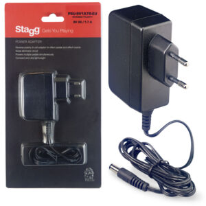 STAGG PSU-9V1A7R-EU 9V/1,7A adapter voor effectperdalen; omgekeerde polariteit