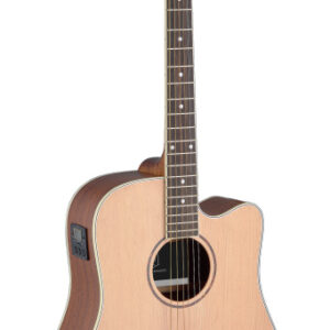 J.N GUITARS ASY-DCE Asyla-serie, elektro-akoestische dreadnought gitaar met cutaway en massief sparren bovenblad