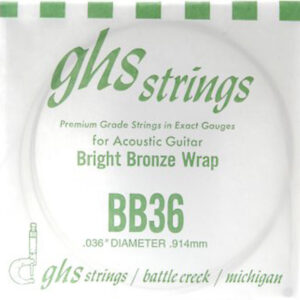 GHS BB36 .36 "Single wound" Bright bronze enkele snaar voor akoestische gitaar